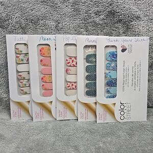Lot Of 5 Color Street Real‎ Nail Polish Strips Fruit Scales Swirls Patterns